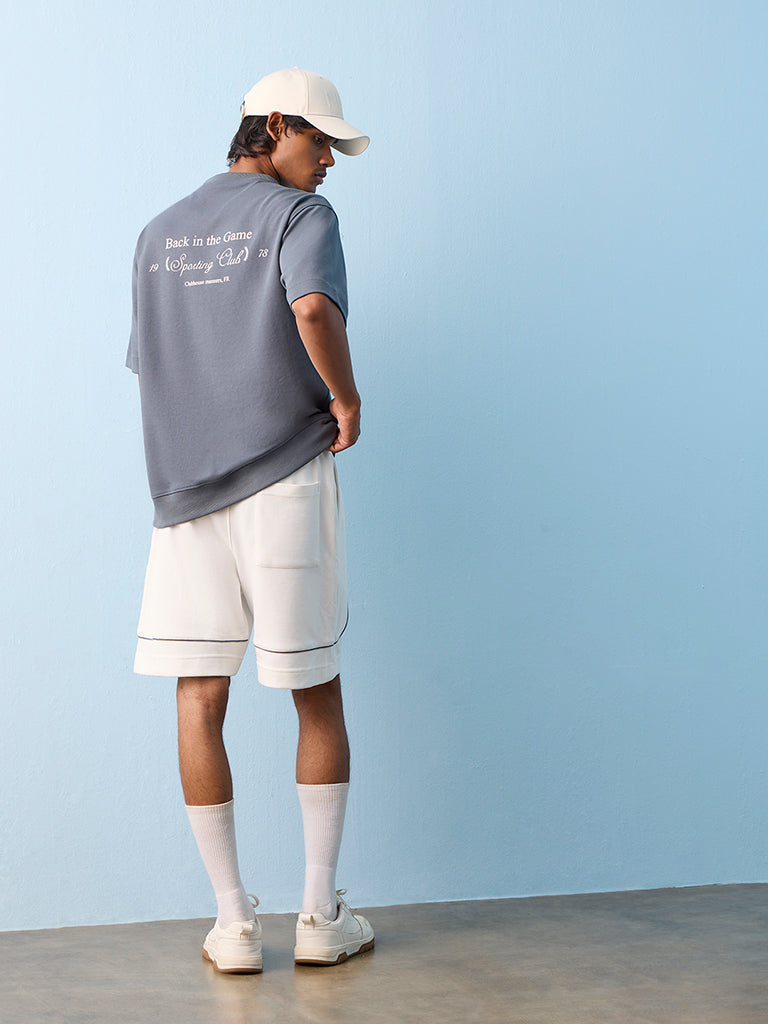 Nuoflexx Off-White Pipeline-Detailed Relaxed-Fit Mid-Rise Cotton-Blend Shorts