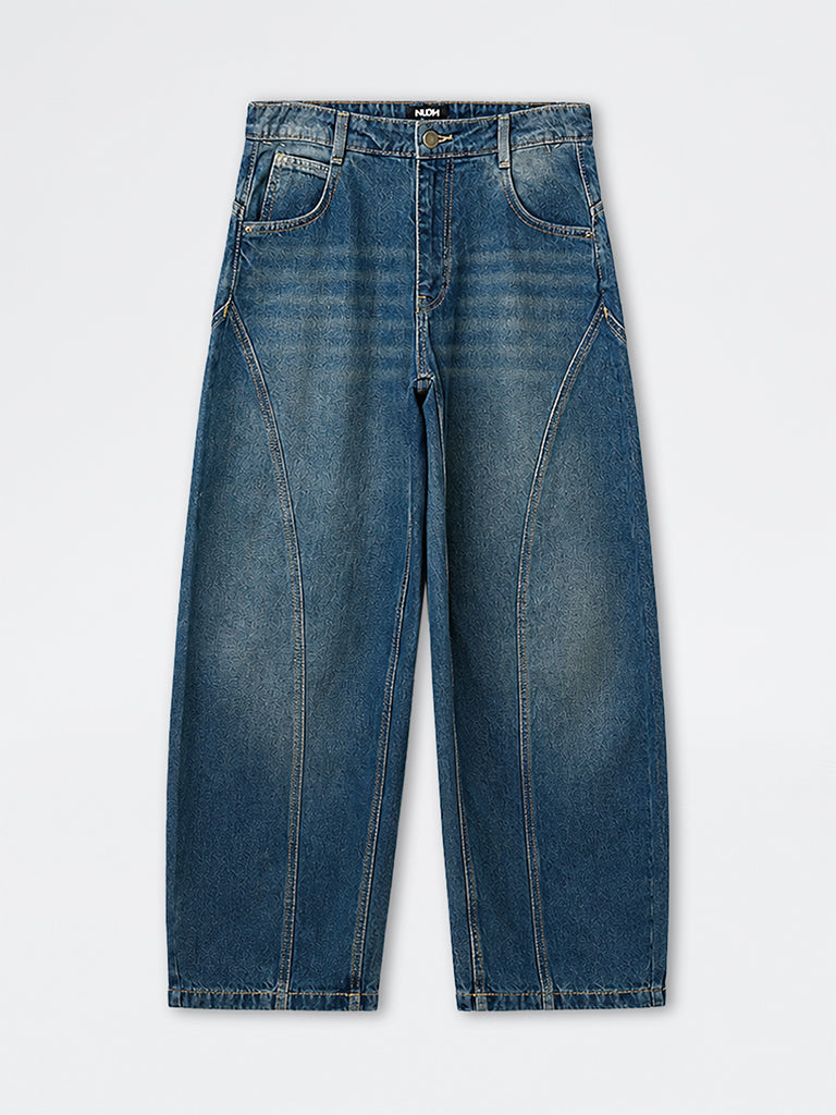 Nuon Blue Barrel-Fit Mid-Rise Jeans
