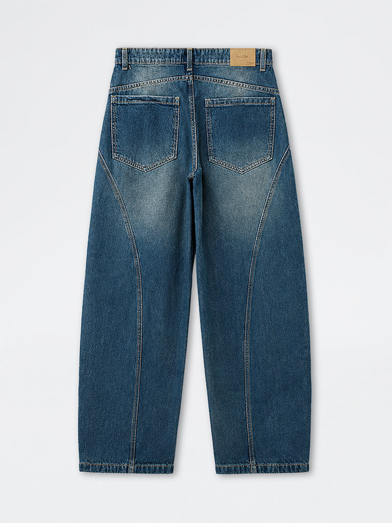 Nuon Blue Barrel-Fit Mid-Rise Jeans