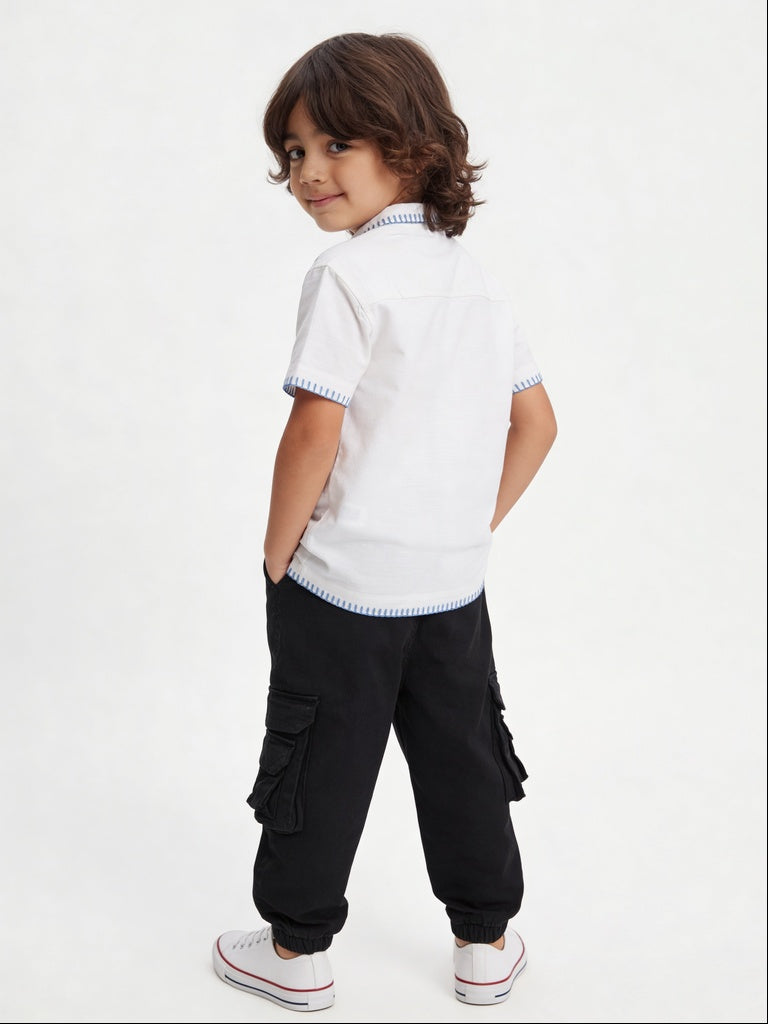 HOP Kids Boys Off-White Printed Shirt