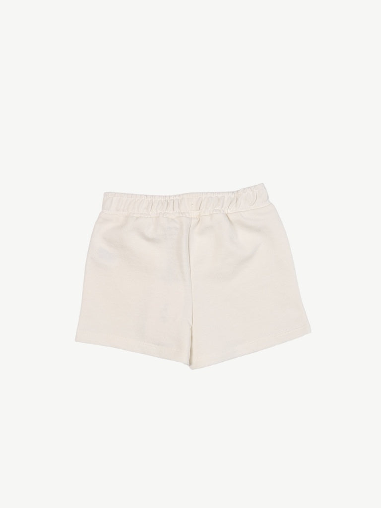 HOP Kids Girls Off-White Heart Pocket Cotton Shorts