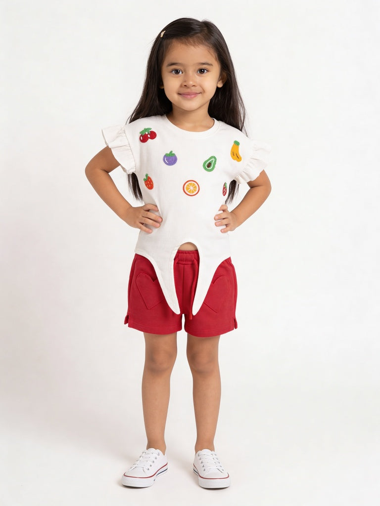 HOP Kids Girls Pink Heart Pocket Cotton Shorts