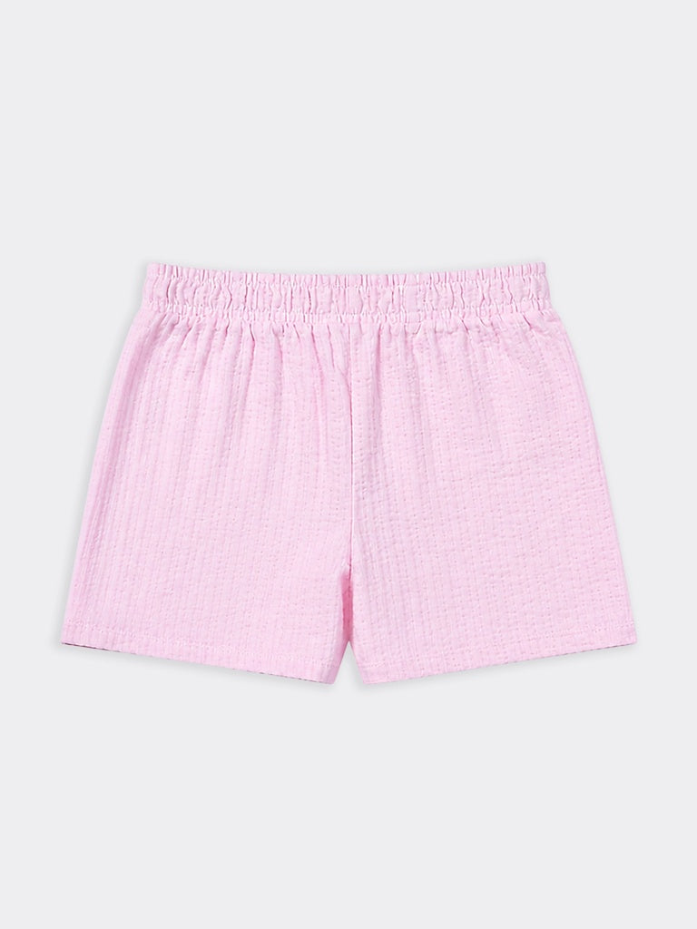 HOP Kids Girls Light Pink Rickrack Trim Cotton Shorts