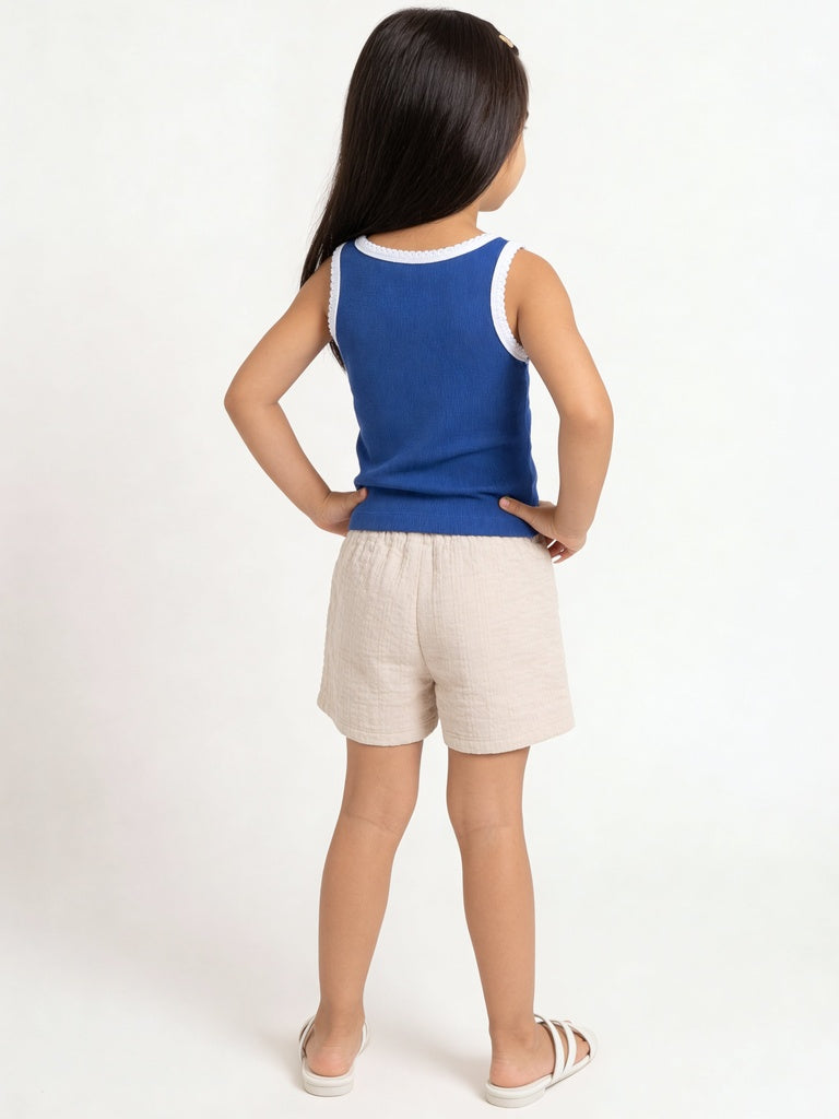 HOP Kids Girls Jacquard Stone Cotton Shorts