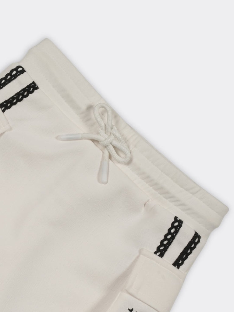 HOP Kids Girls Off-White Side Striped Cargo Pocket A-Line Skirt
