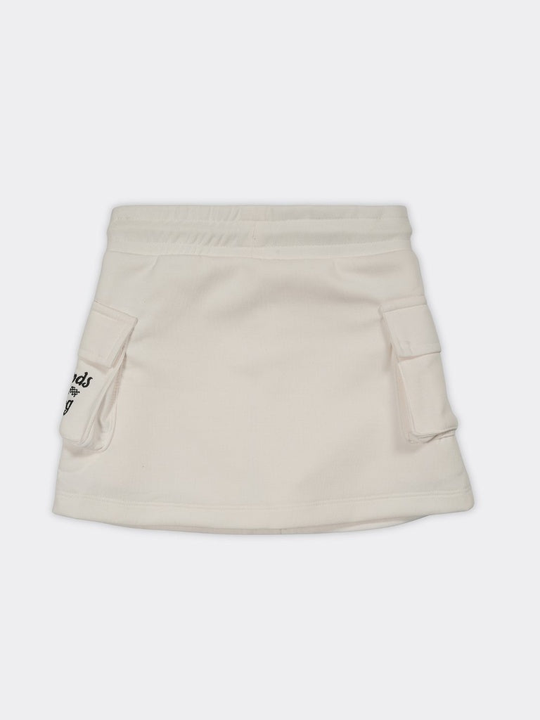 HOP Kids Girls Off-White Side Striped Cargo Pocket A-Line Skirt