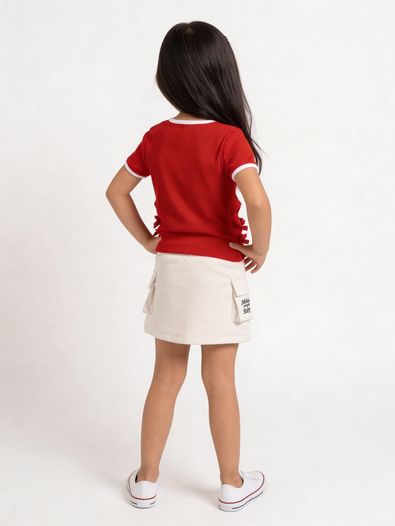 HOP Kids Girls Red Graphic Print Cotton-Blend T-Shirt