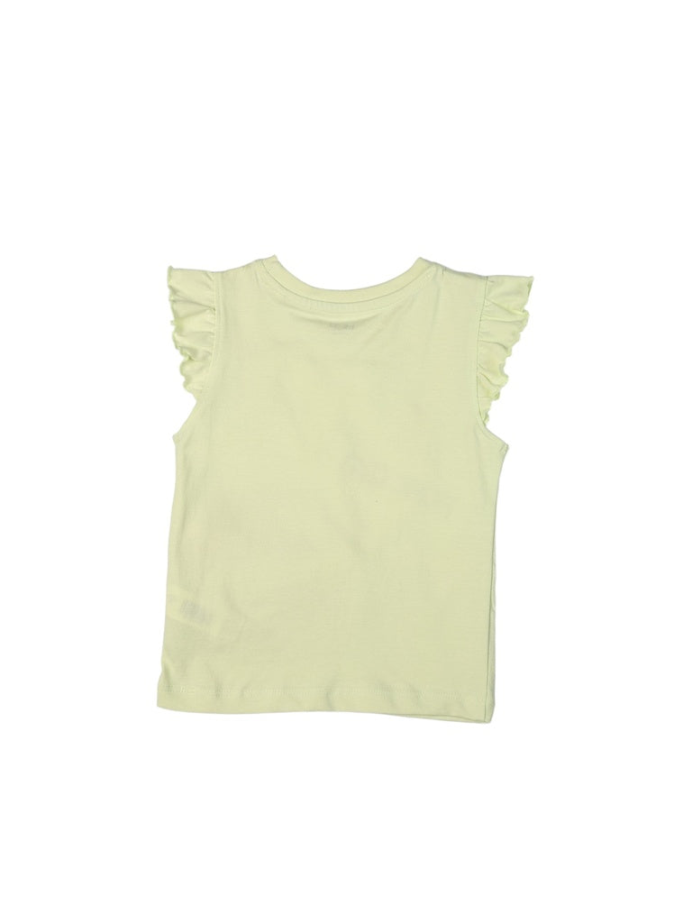 HOP Kids Girls Lime Green Embroidered Cotton T-Shirt