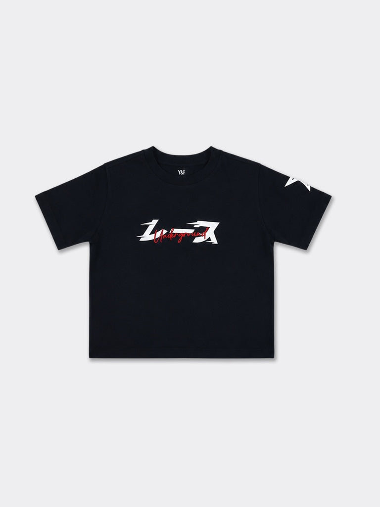 Boys Black Graphic Printed Cotton T-Shirt