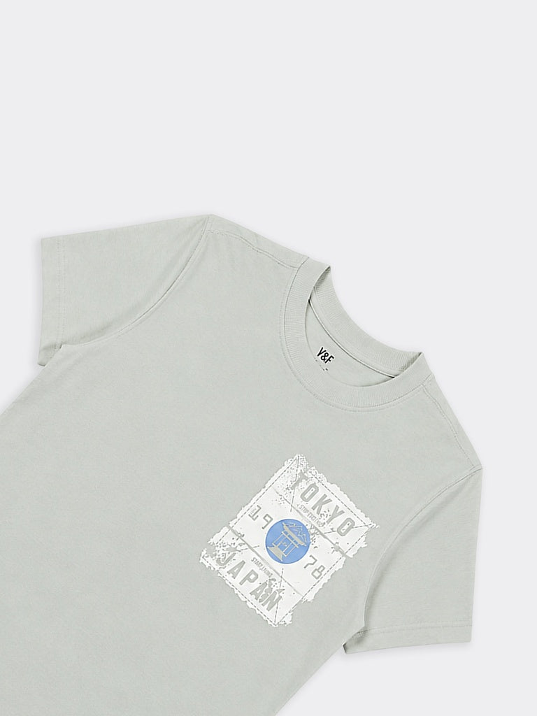 Boys Sage Graphic Printed Cotton T-Shirt
