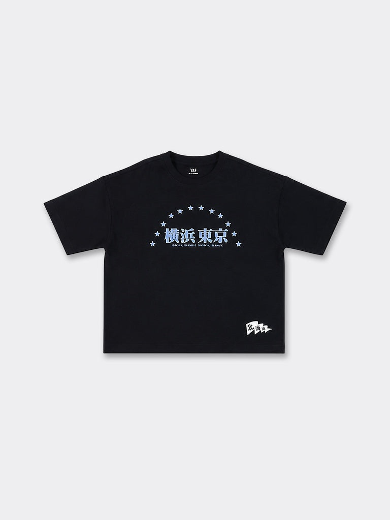 Boys Black Printed Cotton T-Shirt