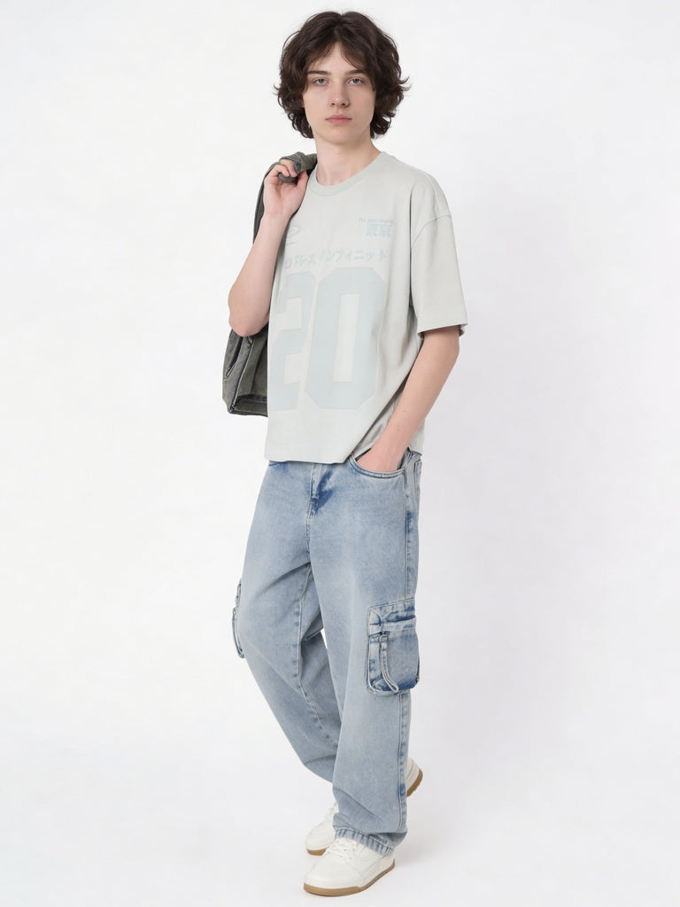 Y&F Kids Boys Lime Printed Cotton T-Shirt