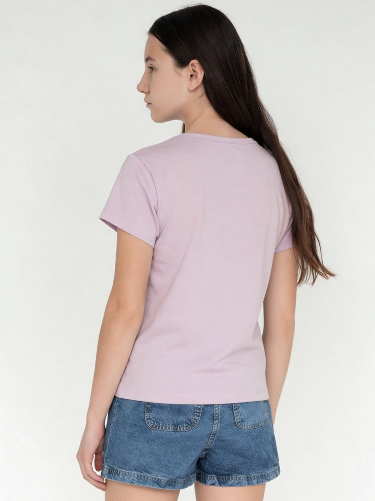 Y&F Kids Girls Pink Graphic Print Cotton-Blend T-Shirt