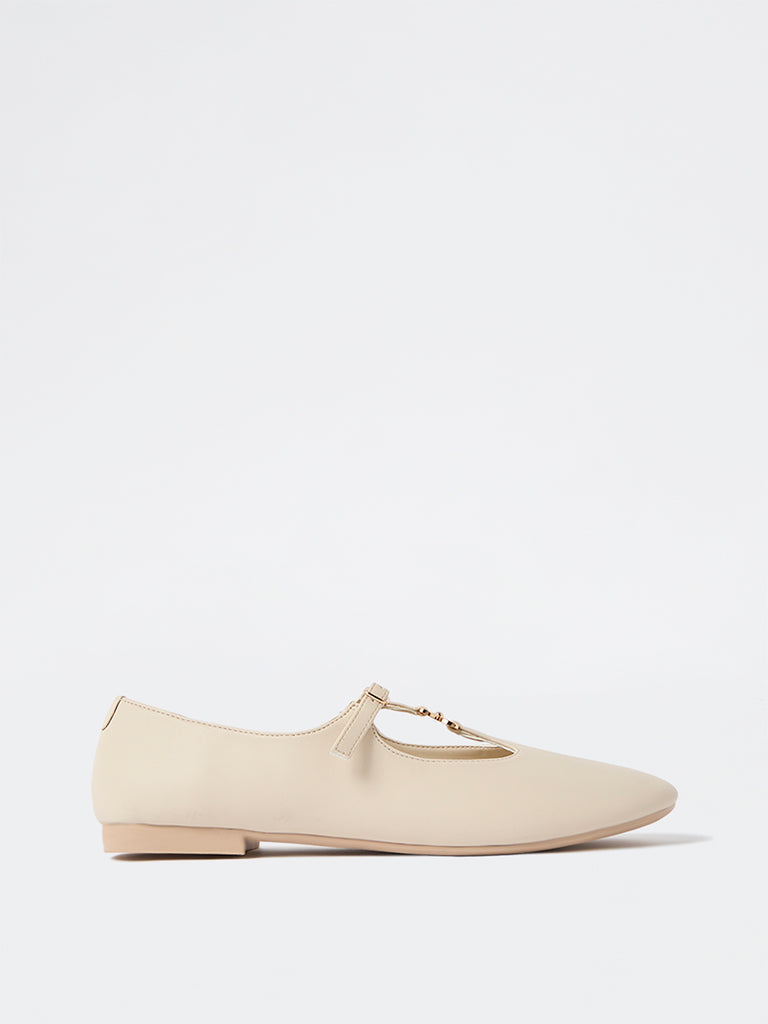 LUNA BLU Ivory T-Strap Mary Jane Shoes