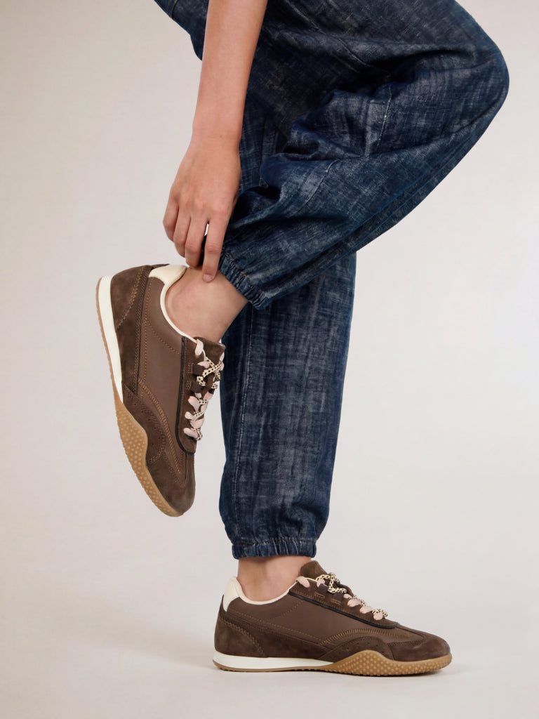 LUNA BLU Brown Suede Lace-Up Sneakers