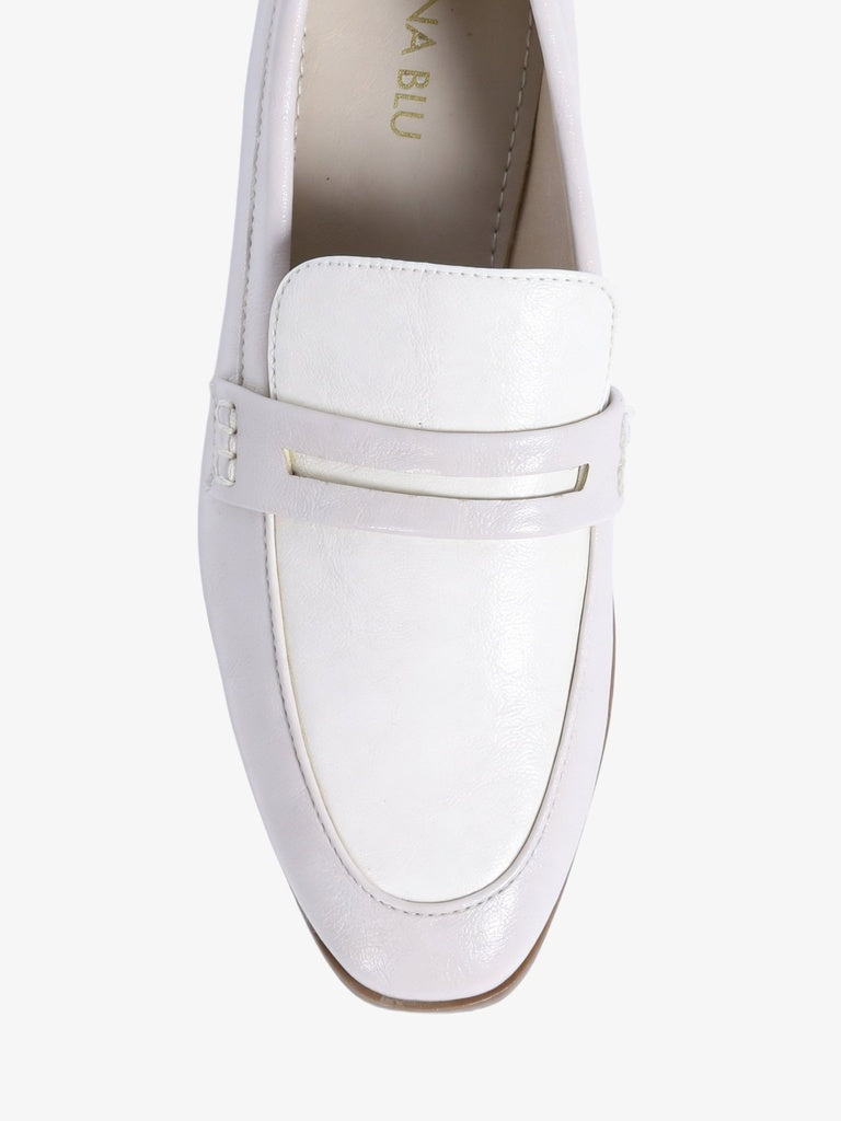 LUNA BLU Ivory Color-Blocked Saddle Loafers