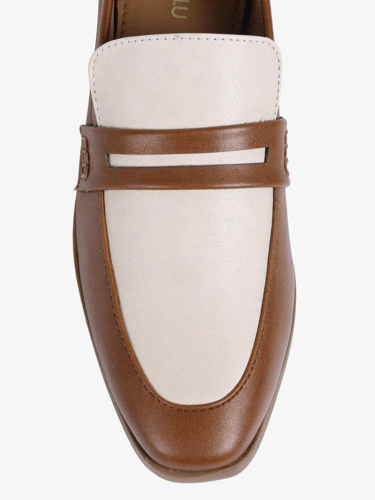 LUNA BLU Tan Color-Blocked Saddle Loafers