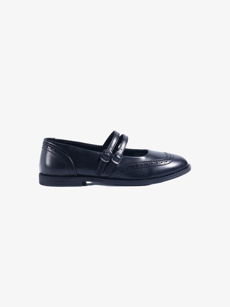 LUNA BLU Black Brogue Detail Mary Jane Shoes