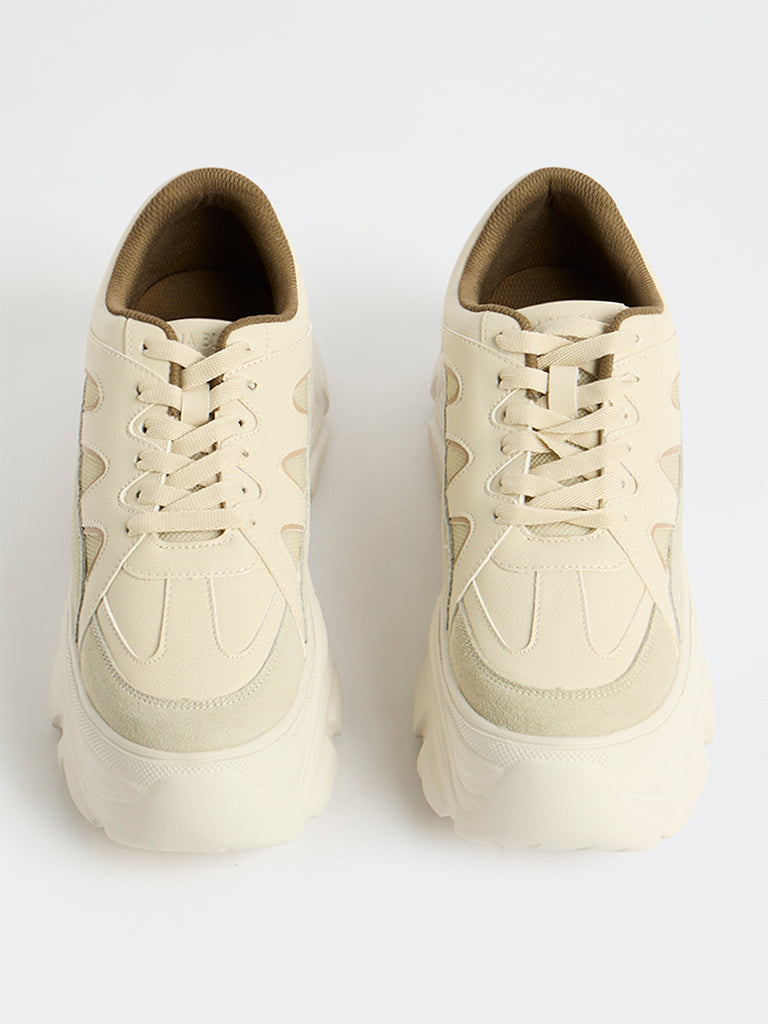 LUNA BLU Off-White Lace-Up Chunky Sneakers