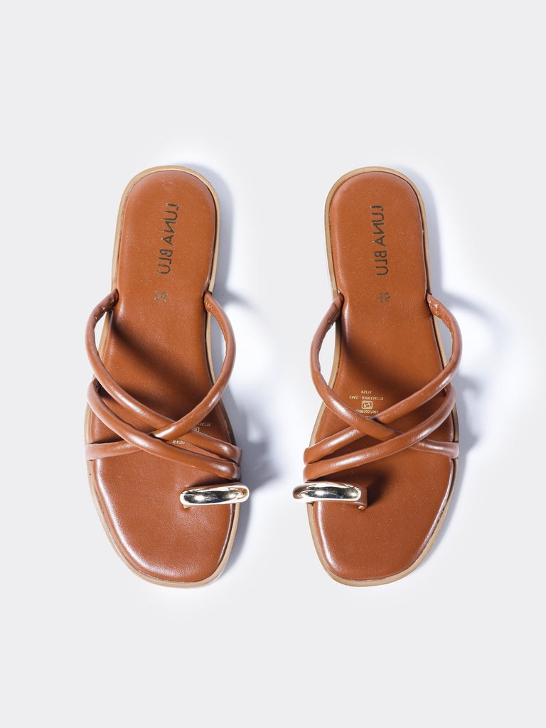 LUNA BLU Tan Toe Ring Sandals