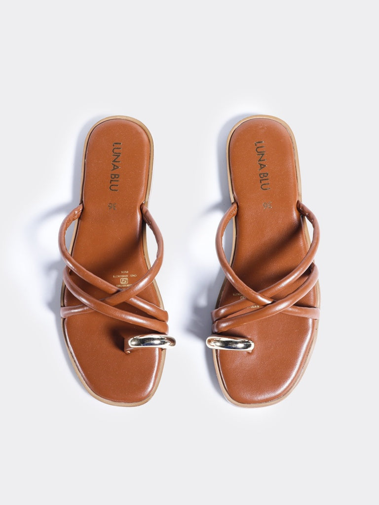 LUNA BLU Tan Toe Ring Sandals