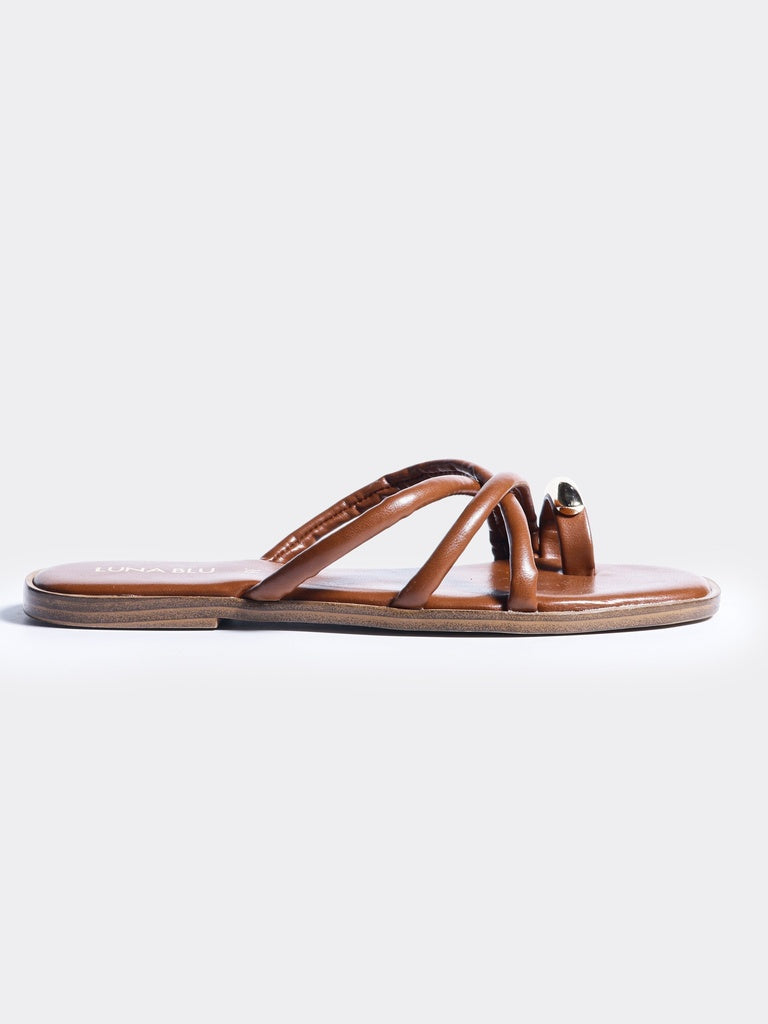 LUNA BLU Tan Toe Ring Sandals