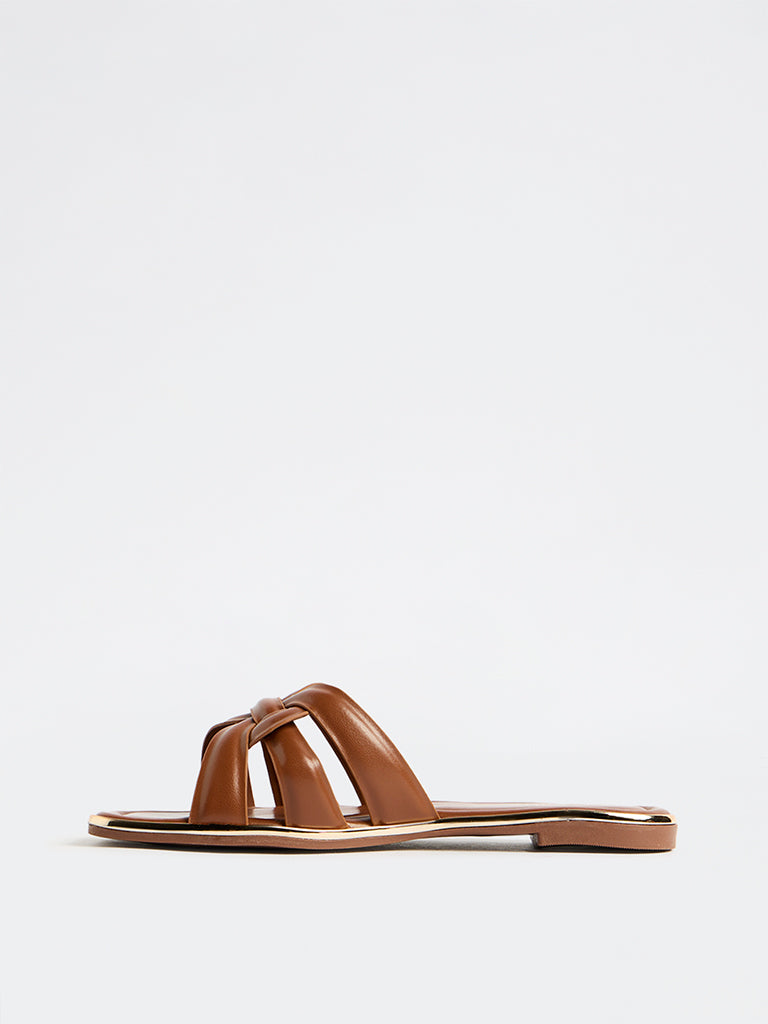 LUNA BLU Tan Slides