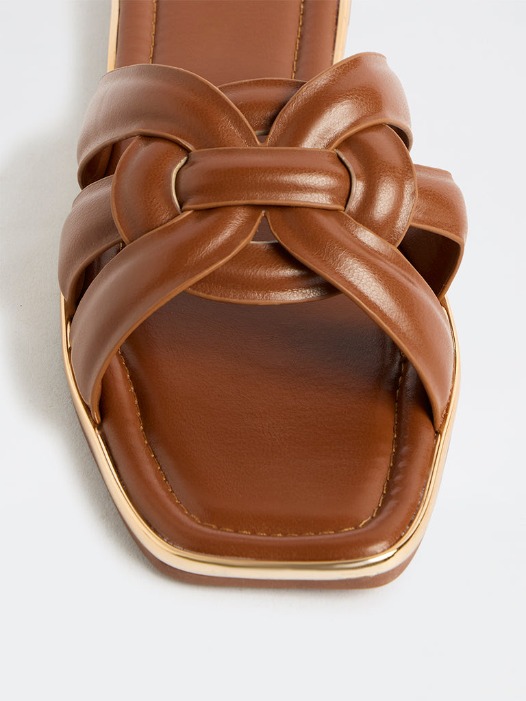 LUNA BLU Tan Slides