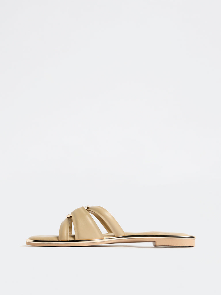 LUNA BLU Dark Cream Slides