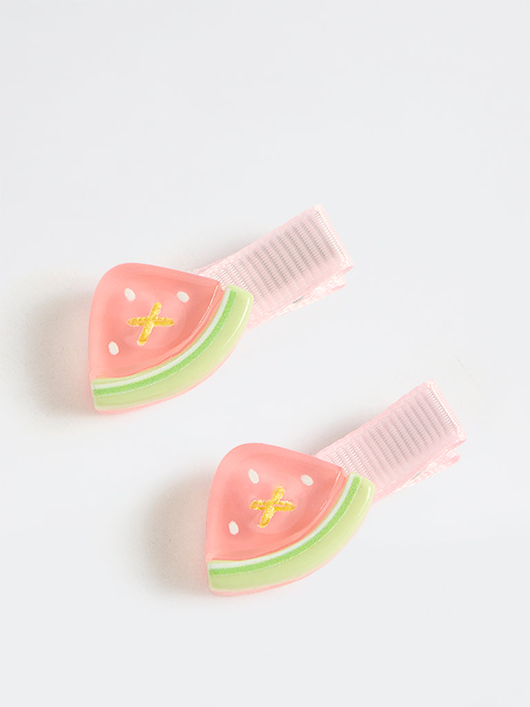 HOP Kids Girls Pink Watermelon Hair Clips - Pack of 2