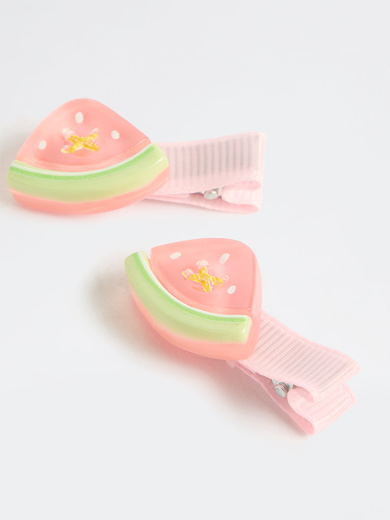 HOP Kids Girls Pink Watermelon Hair Clips - Pack of 2