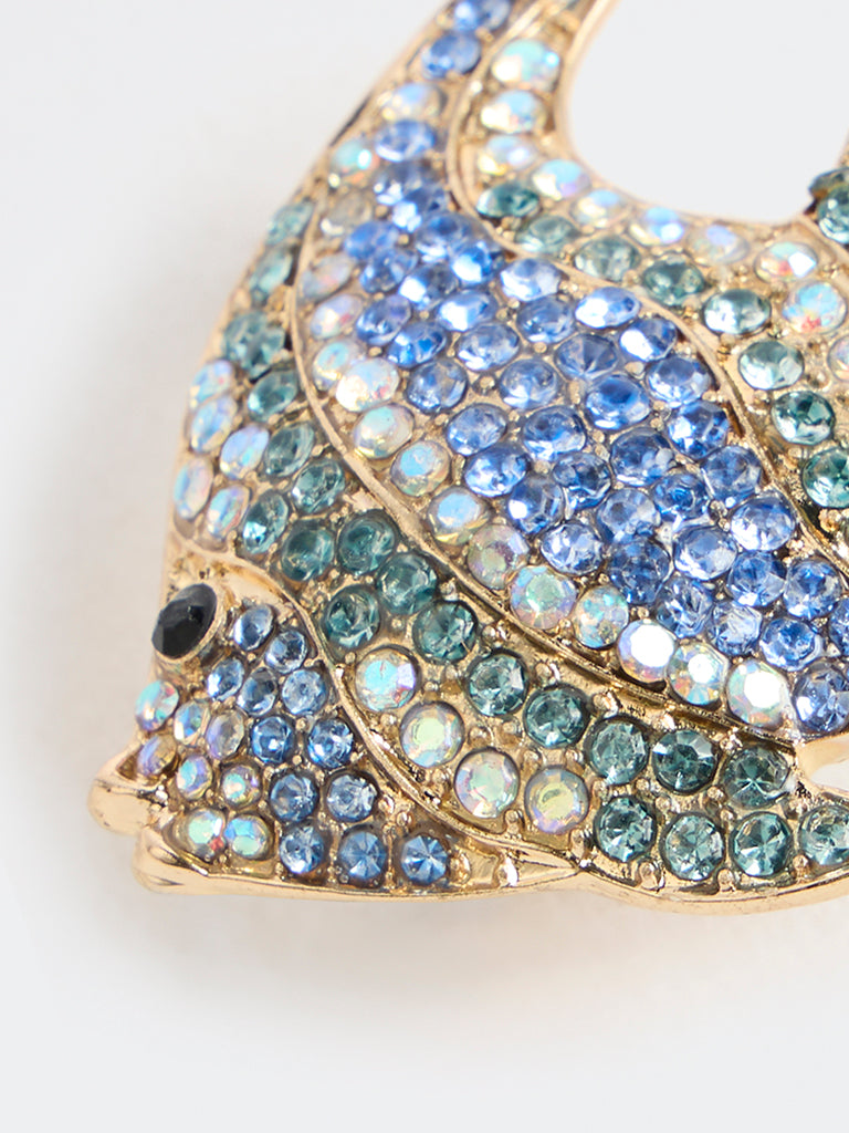 Westside Accessories Multicolour Fish Embellished Brooch