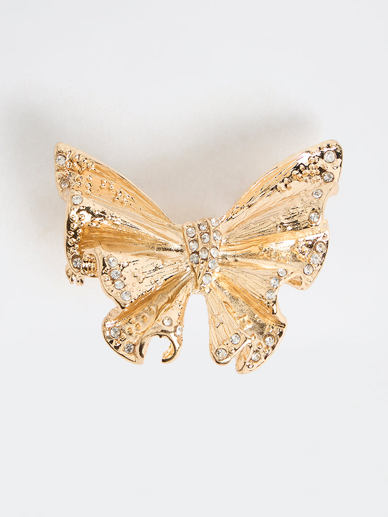 Westside Accessories Gold Butterfly Embellished Brooch