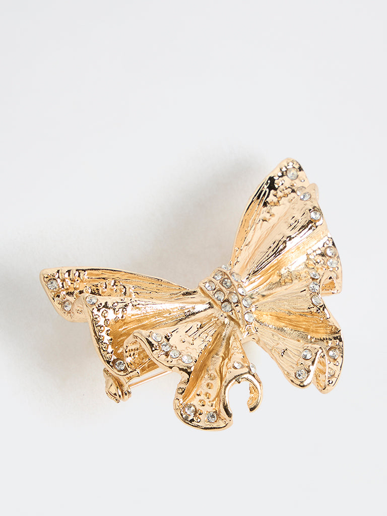Westside Accessories Gold Butterfly Embellished Brooch