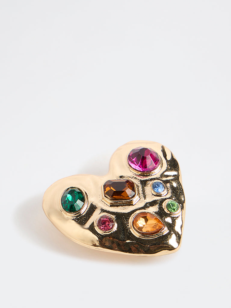 Westside Accessories Gold Embellished Heart Brooch
