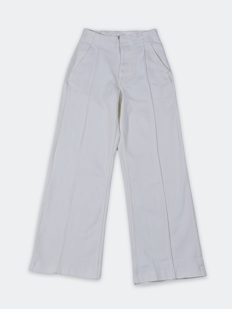 Wardrobe White Solid High-Rise Cotton-Blend Trousers