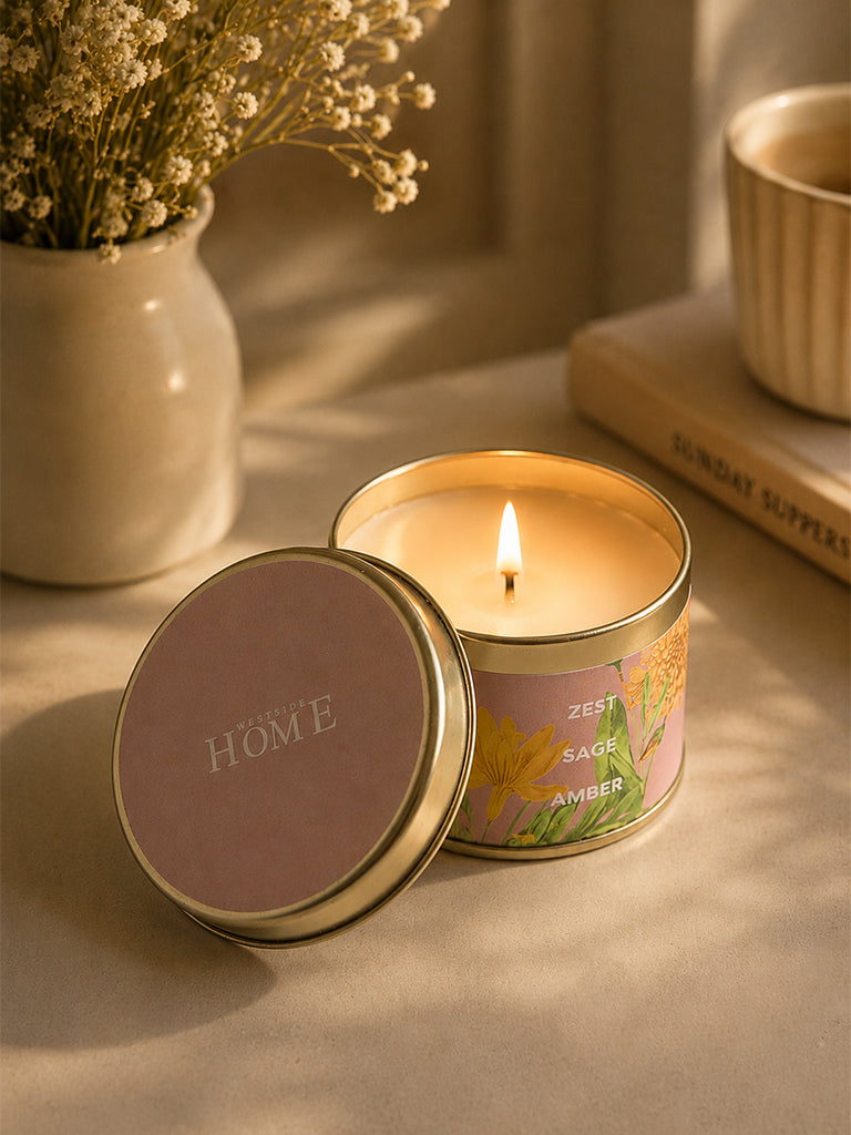 Westside Home Pink Zest, Sage and Amber Scented Tin Candle