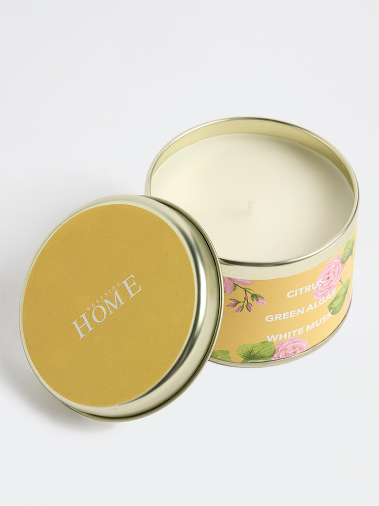 Westside Home Yellow Citrus, Green Algae and White Musk Scented Tin Candle