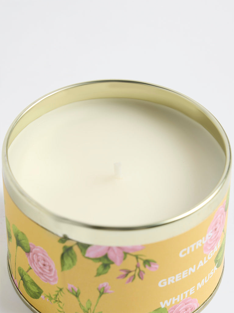 Westside Home Yellow Citrus, Green Algae and White Musk Scented Tin Candle