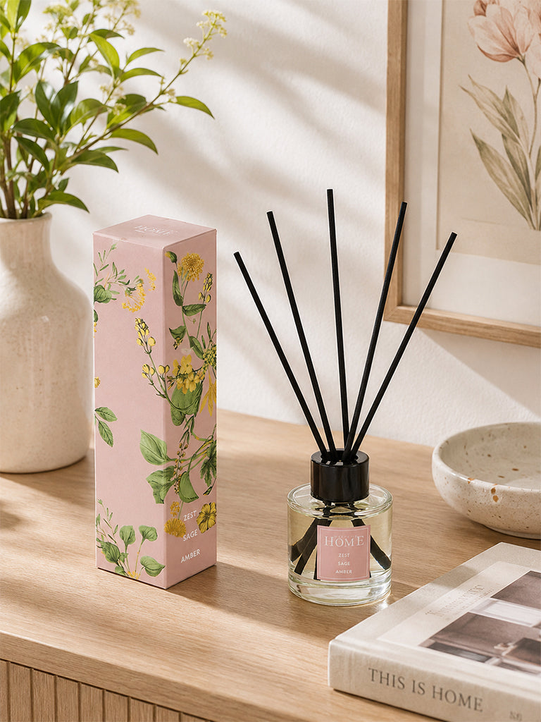 Westside Home Pink Zest, Sage and Amber Fragrance Diffuser with Five Reed Sticks