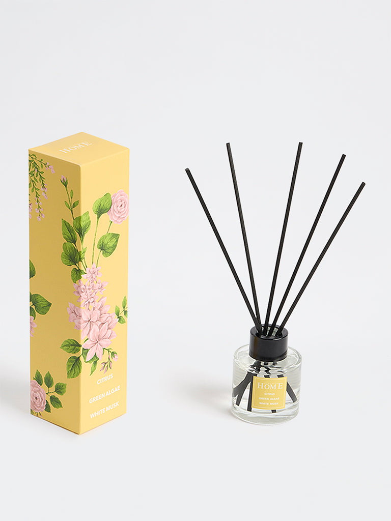 Westside Home Yellow Citrus, Green Algae and White Musk Fragrance Diffuser with Five Reed Sticks