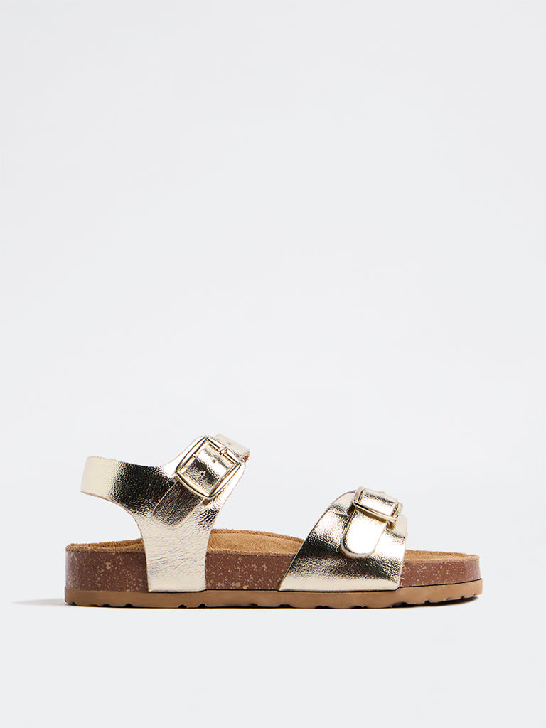 Yellow Gold Dual-Buckled Sandals