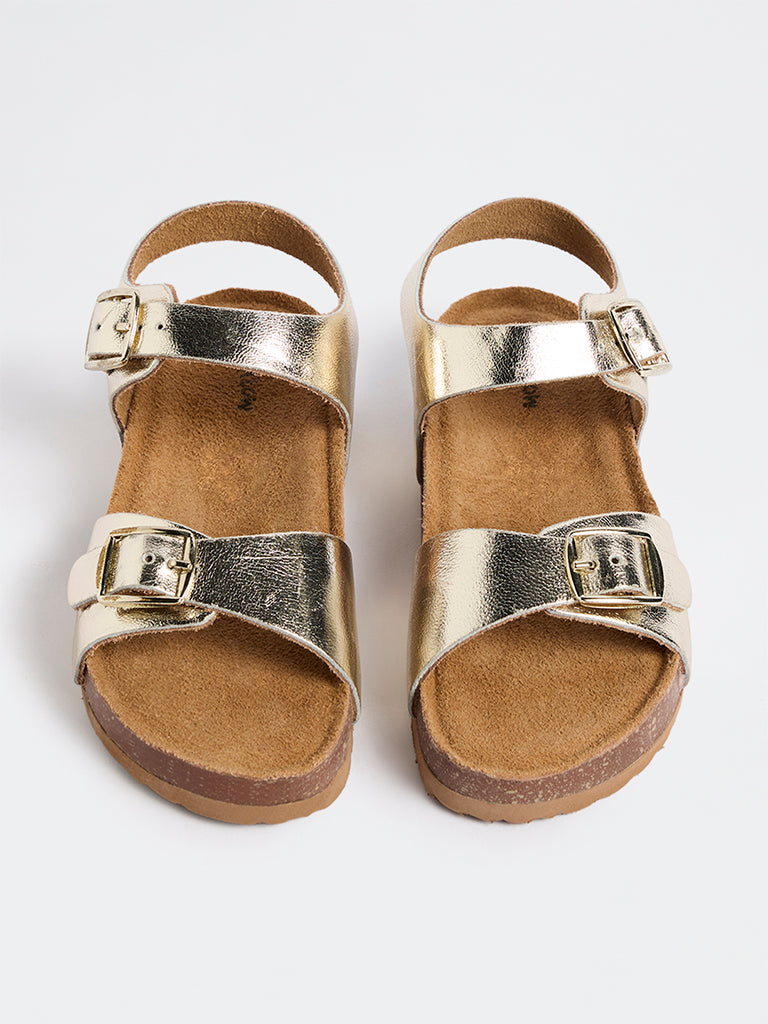 Yellow Gold Dual-Buckled Sandals