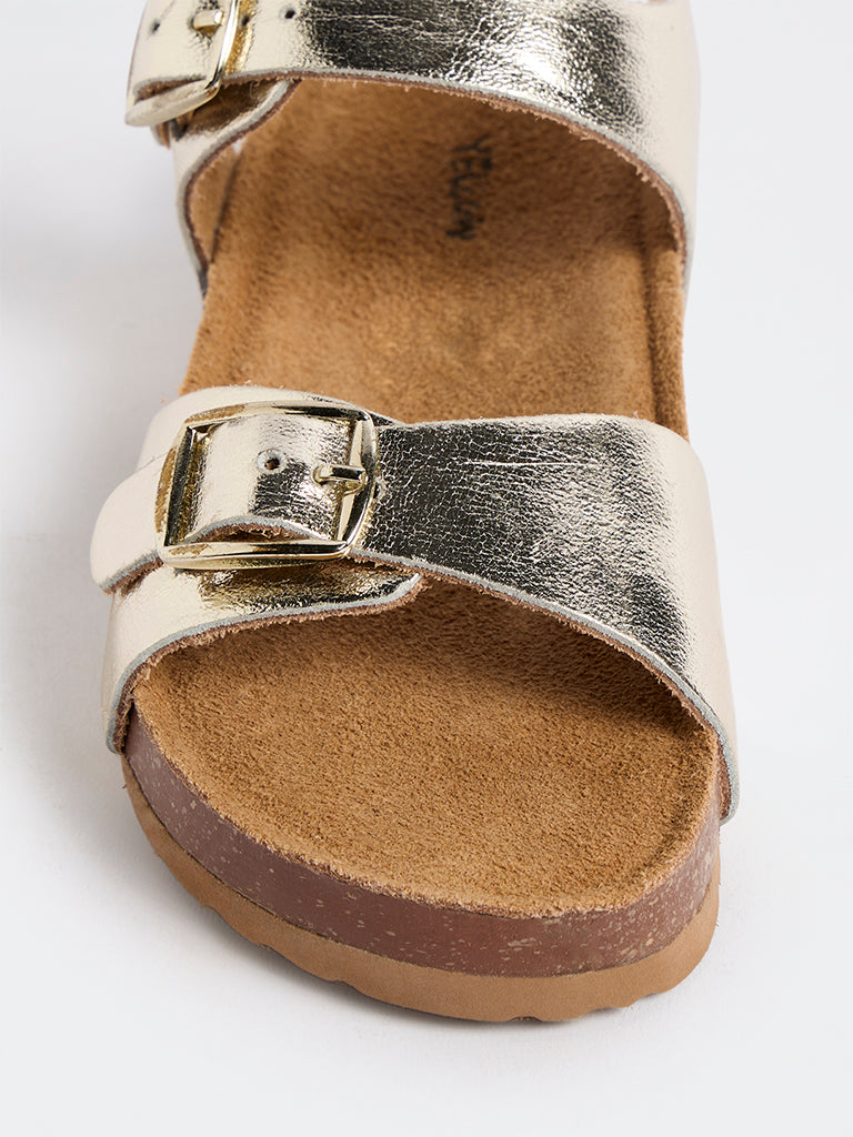 Yellow Gold Dual-Buckled Sandals