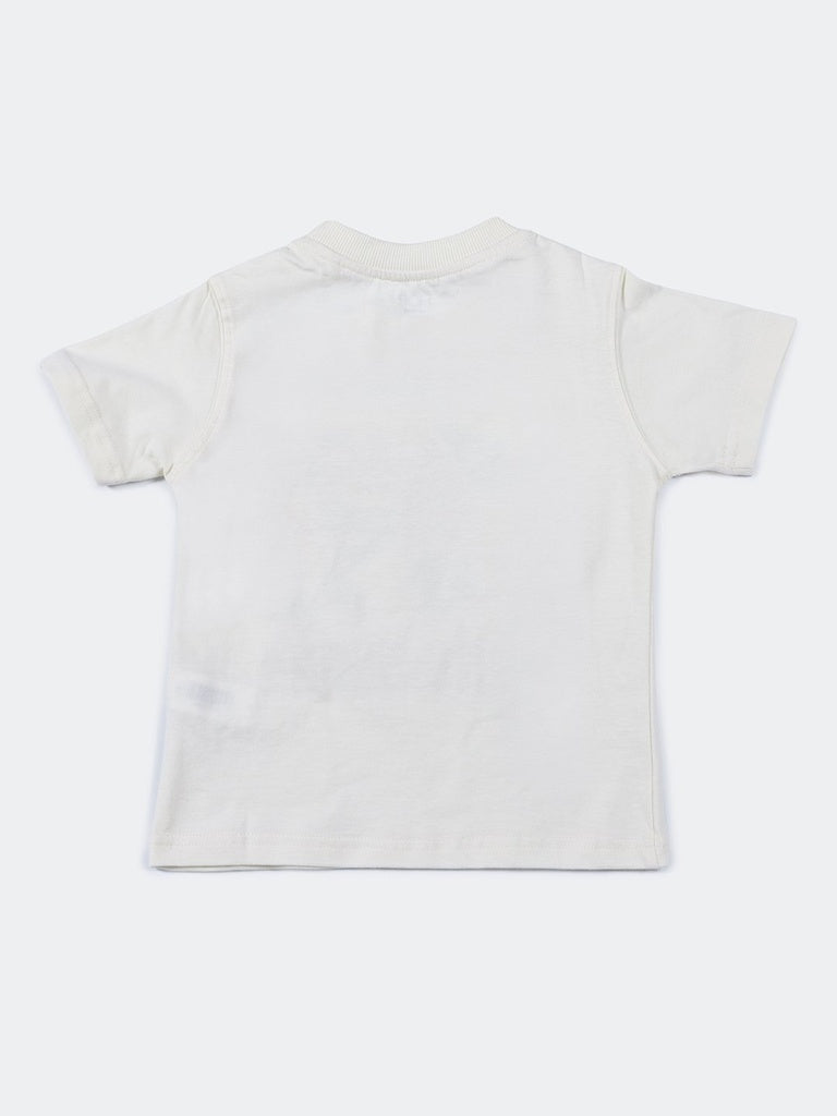 HOP Kids Boys Off-White Rhino Printed Cotton T-Shirt
