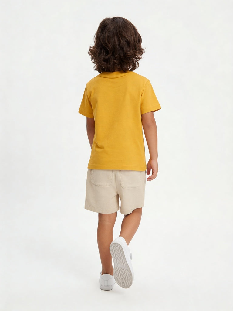 HOP Kids Boys Yellow Bronx Dog Graphic Cotton T-Shirt