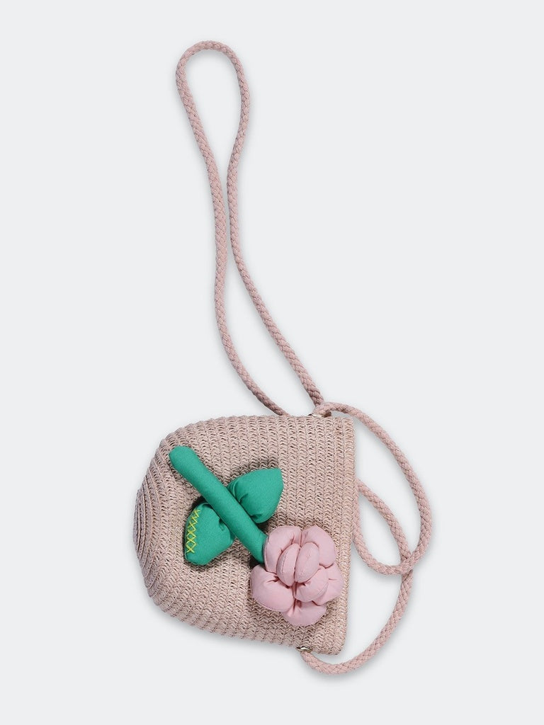 HOP Baby Girls Dusty Pink Flower Detail Sling Bag