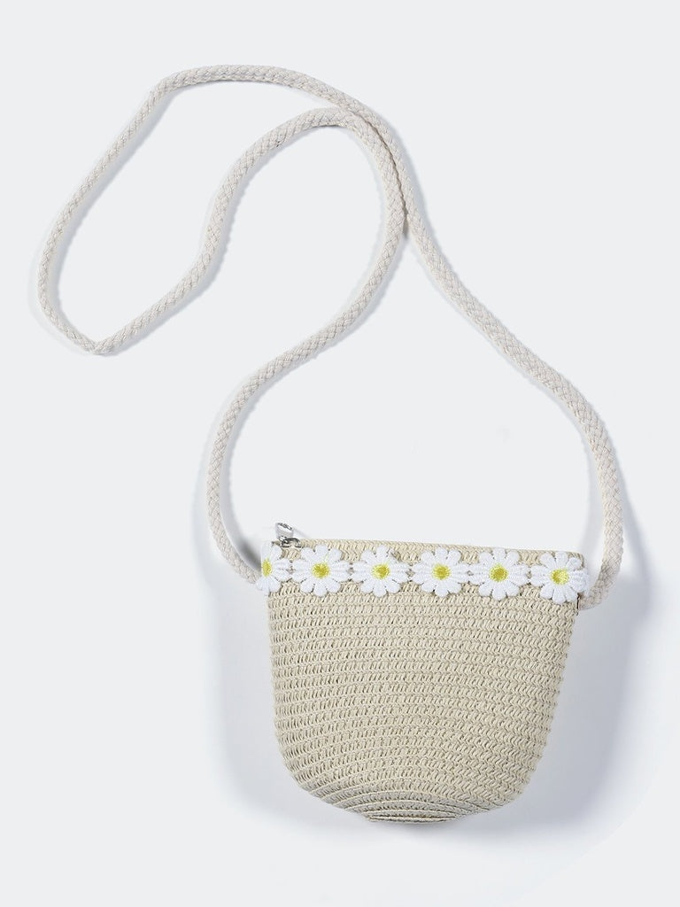 HOP Kids Girls Stone Straw Effect Compact Sling Bag