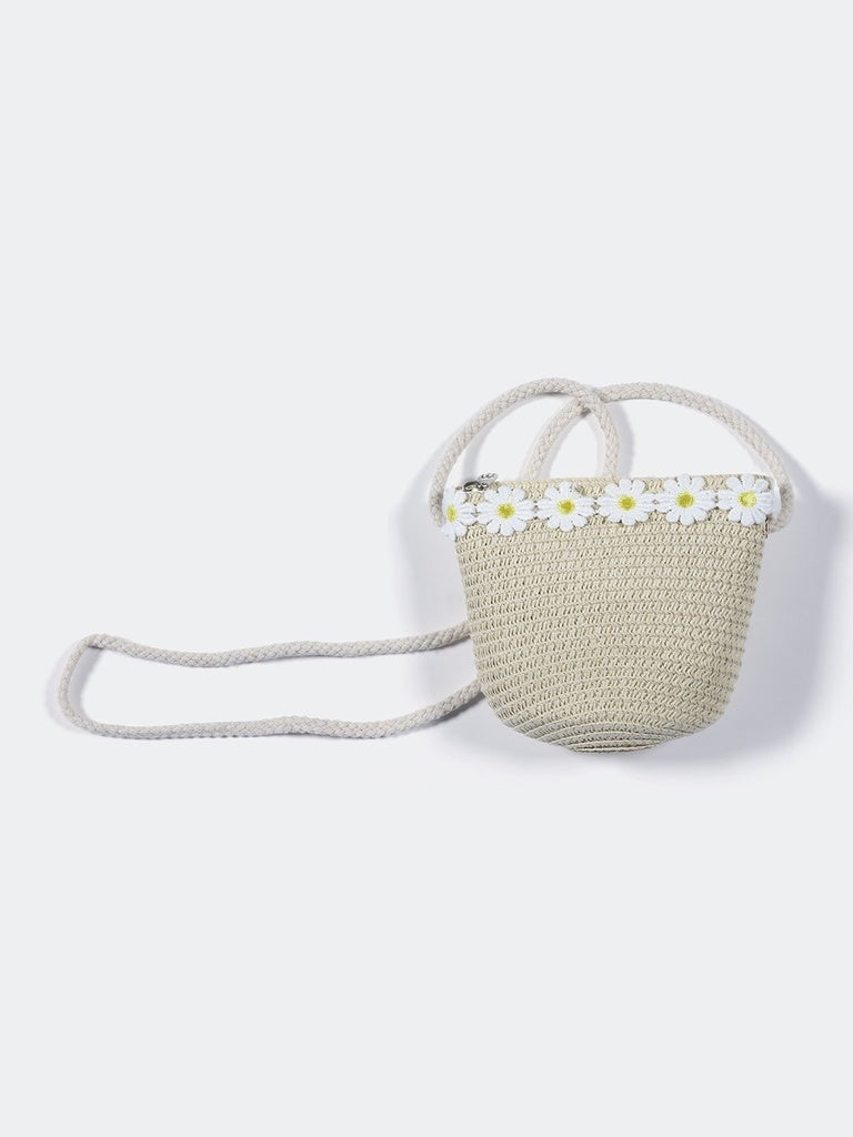 HOP Kids Girls Stone Straw Effect Compact Sling Bag