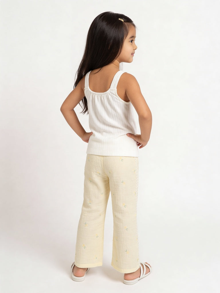 HOP Kids Girls Light Yellow Sun Graphic Cotton Top
